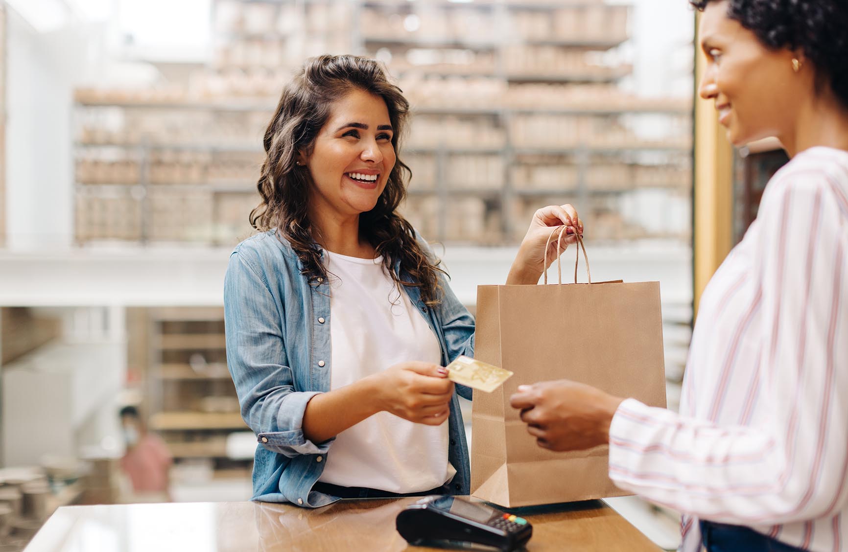 woman learning about omnichannel payments
