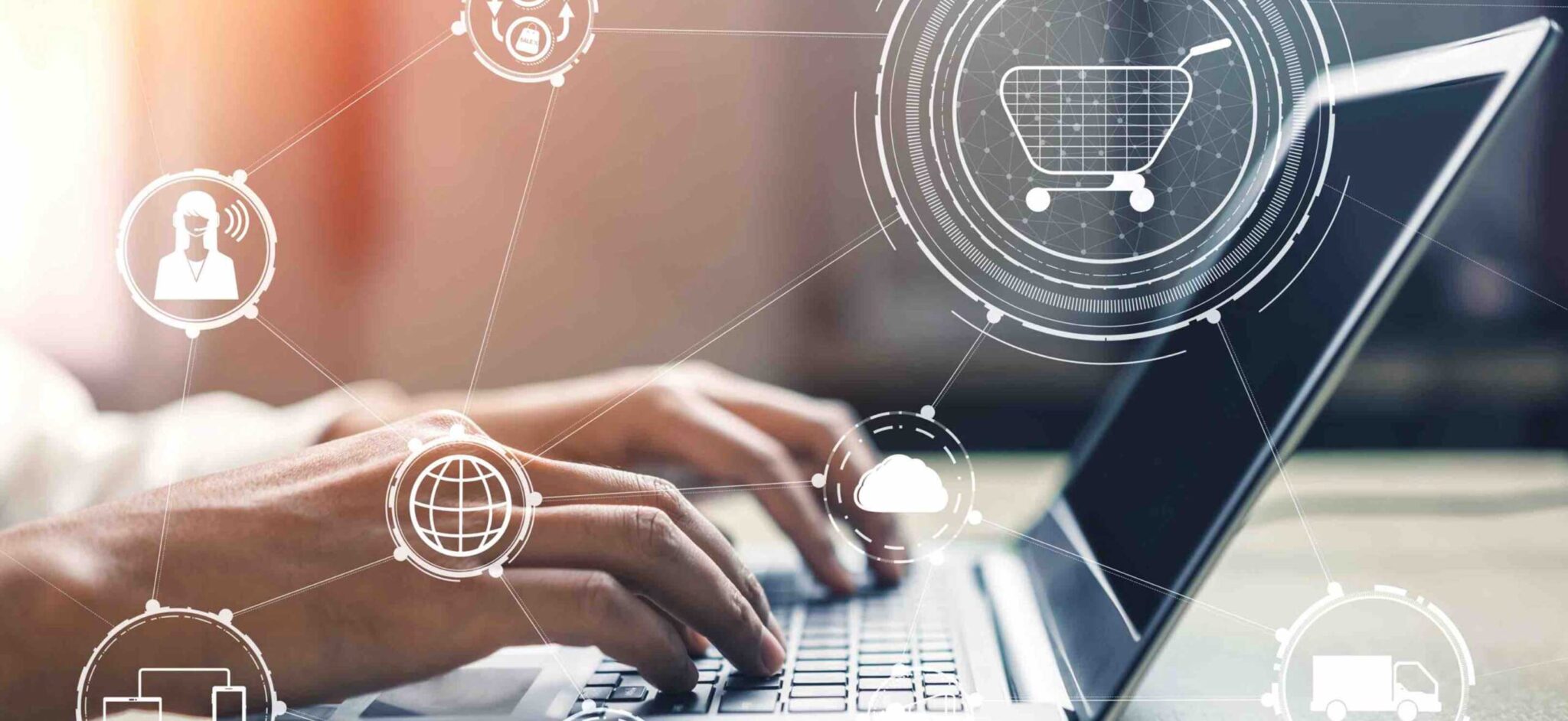 payment service provider typing on a laptop
