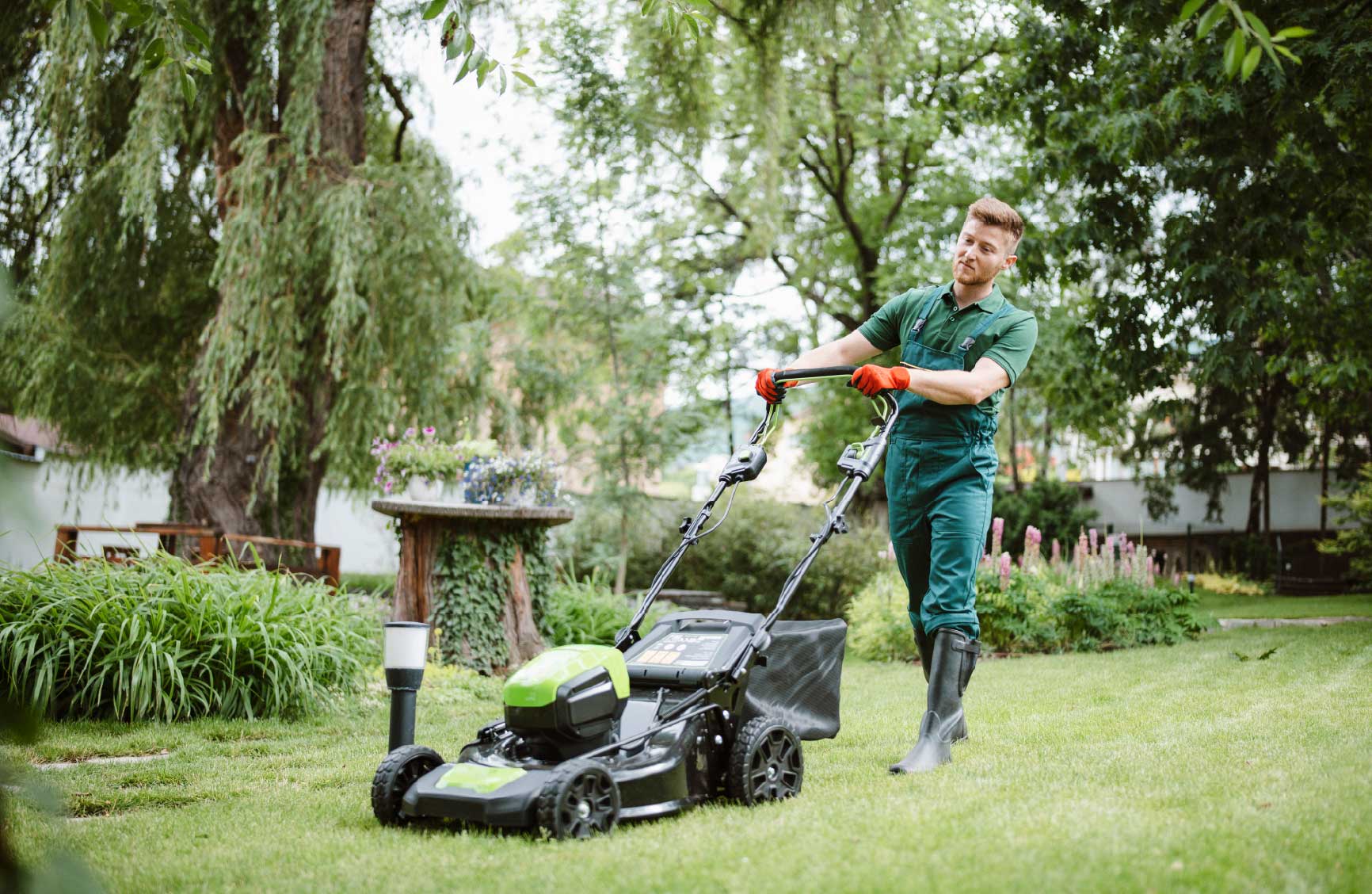 Man mowing the lawn