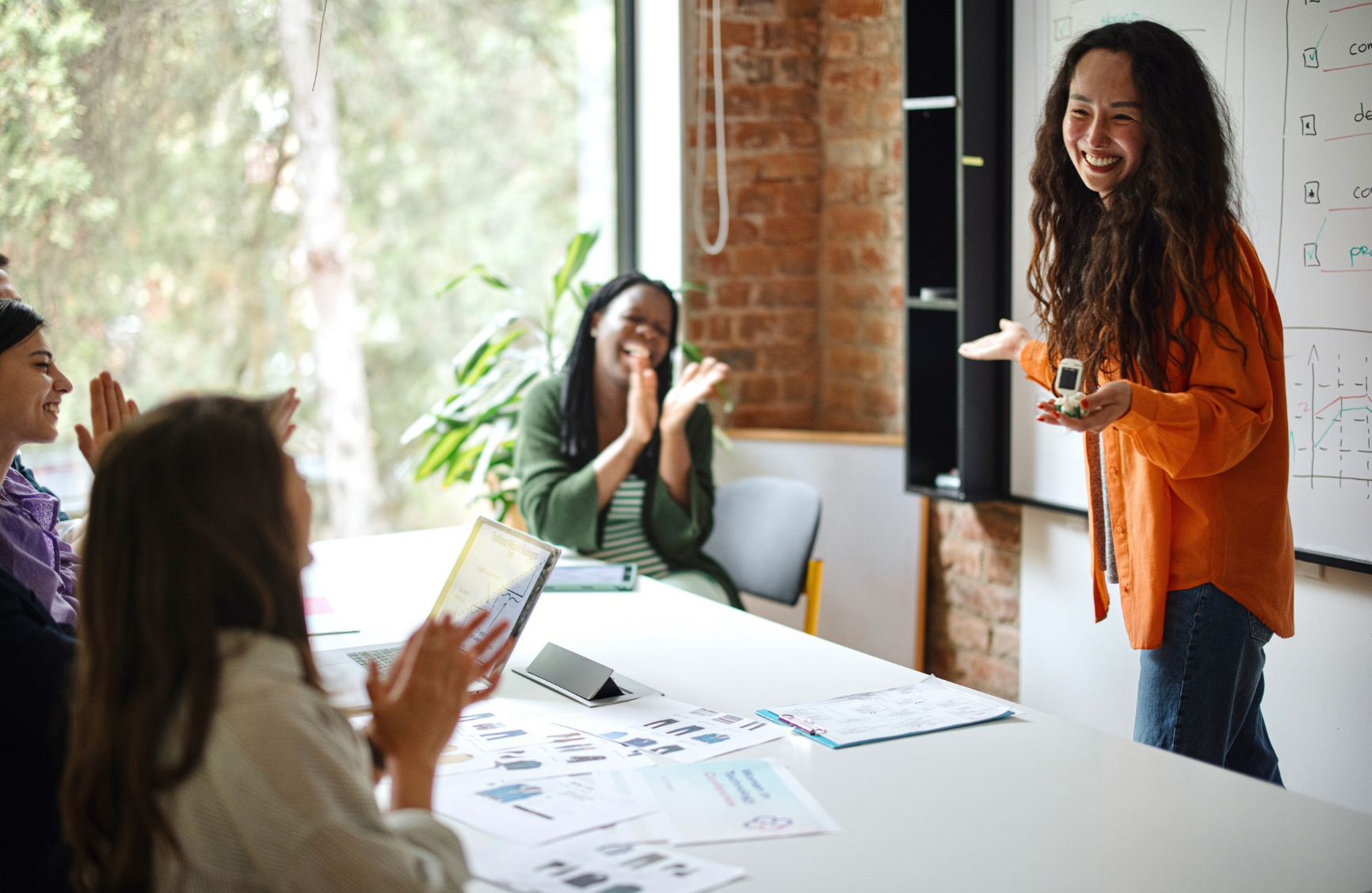 Woman giving presentation